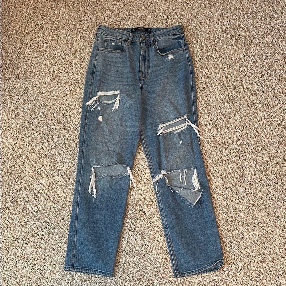 Hollister Women's High Rise Distressed Jeans - Blue 3R